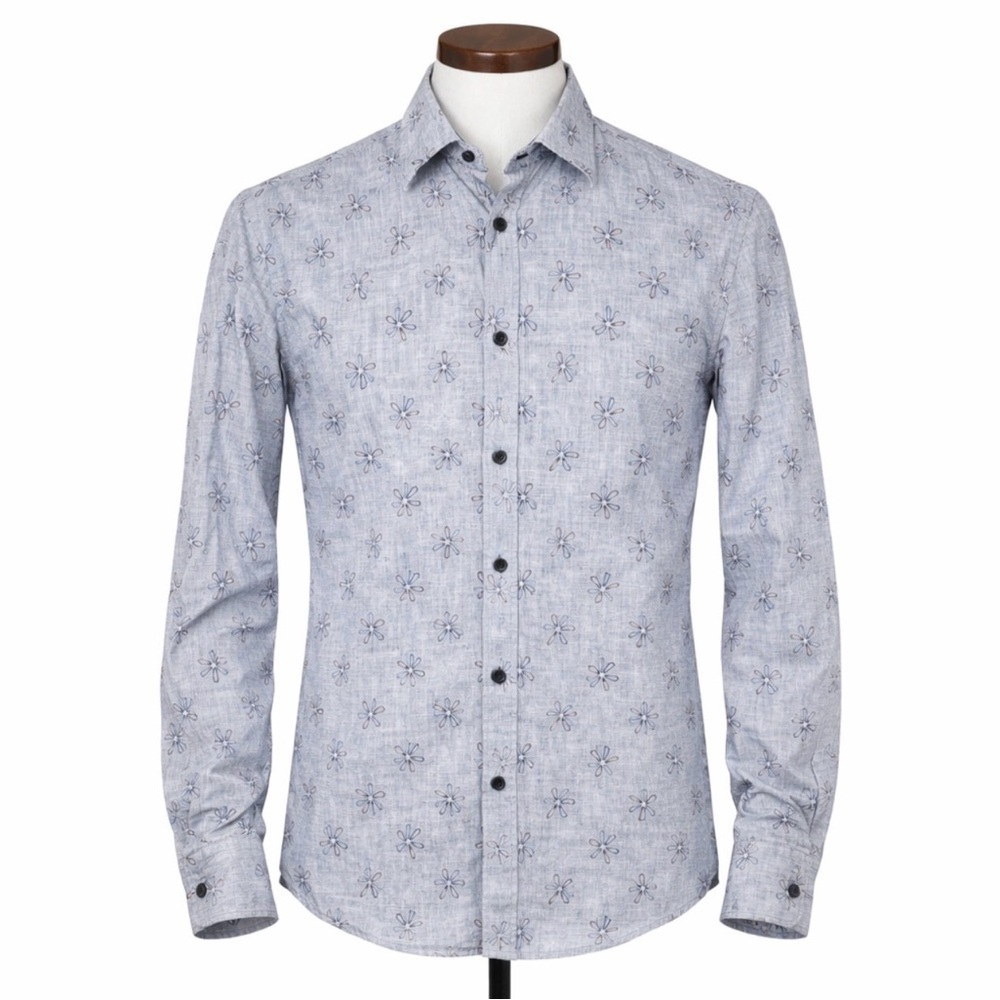 Jos A Bank The New Tradition Slim Fit Long Sleeve Blue Flower Button Down Med